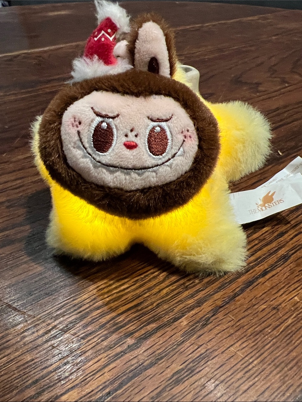 Light-up Plush Star Keychain with Bunny Face - Yellow